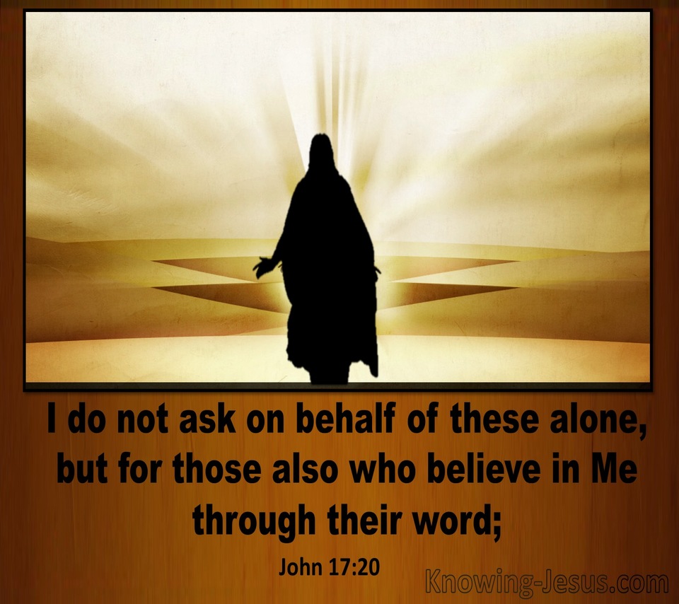 John 17:20 Jesus Prays For All Who Will Believe In Him (brown)